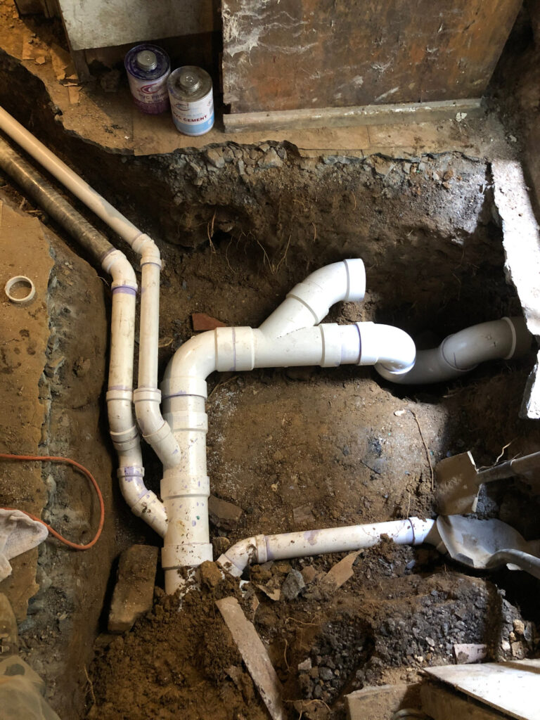 New PVC drain and vent piping installed by Ironside Plumbing & Heating