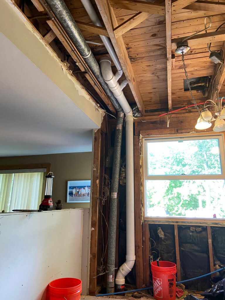 Ironside Plumbing & Heating plumbing renovation with exposed supply and drain lines